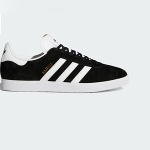 Adidas GAZELLE SHOES Core Black / White / Gold Metallicm. Men's size 9.Womans 10